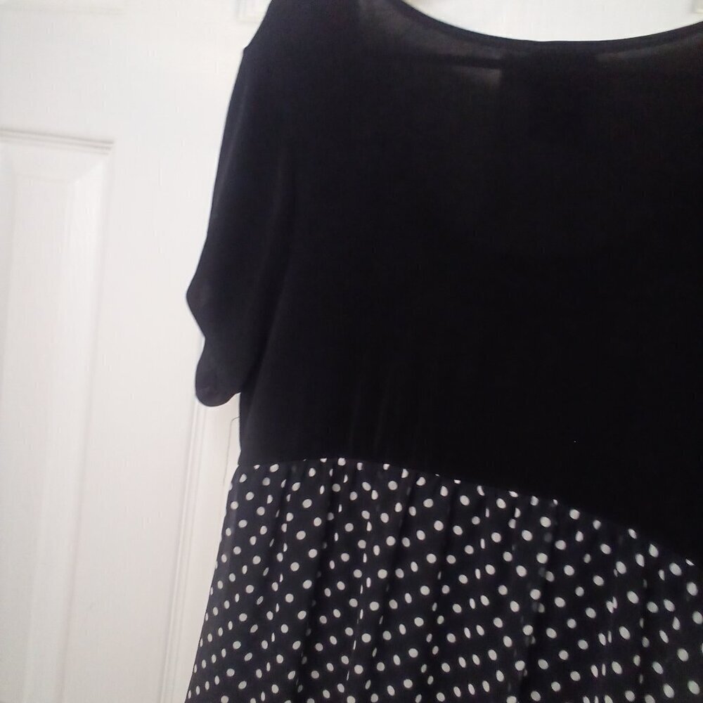 Citiknits Dress Women L Short Sleeve Polka Dot Black White - Picture 15 of 16